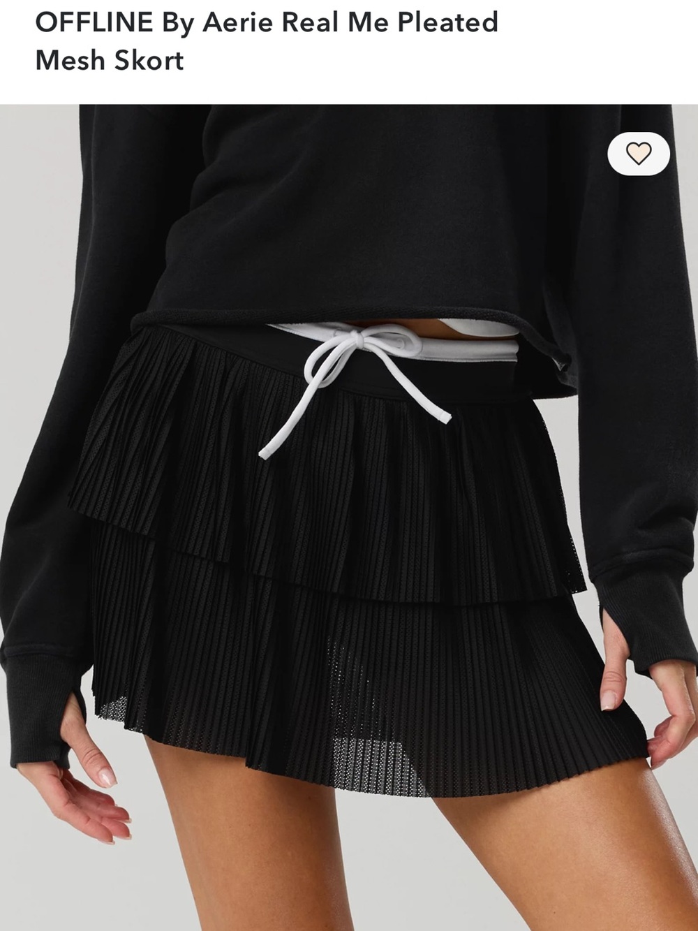 aerie Black Pleated Tiered Mesh Mini Skirt